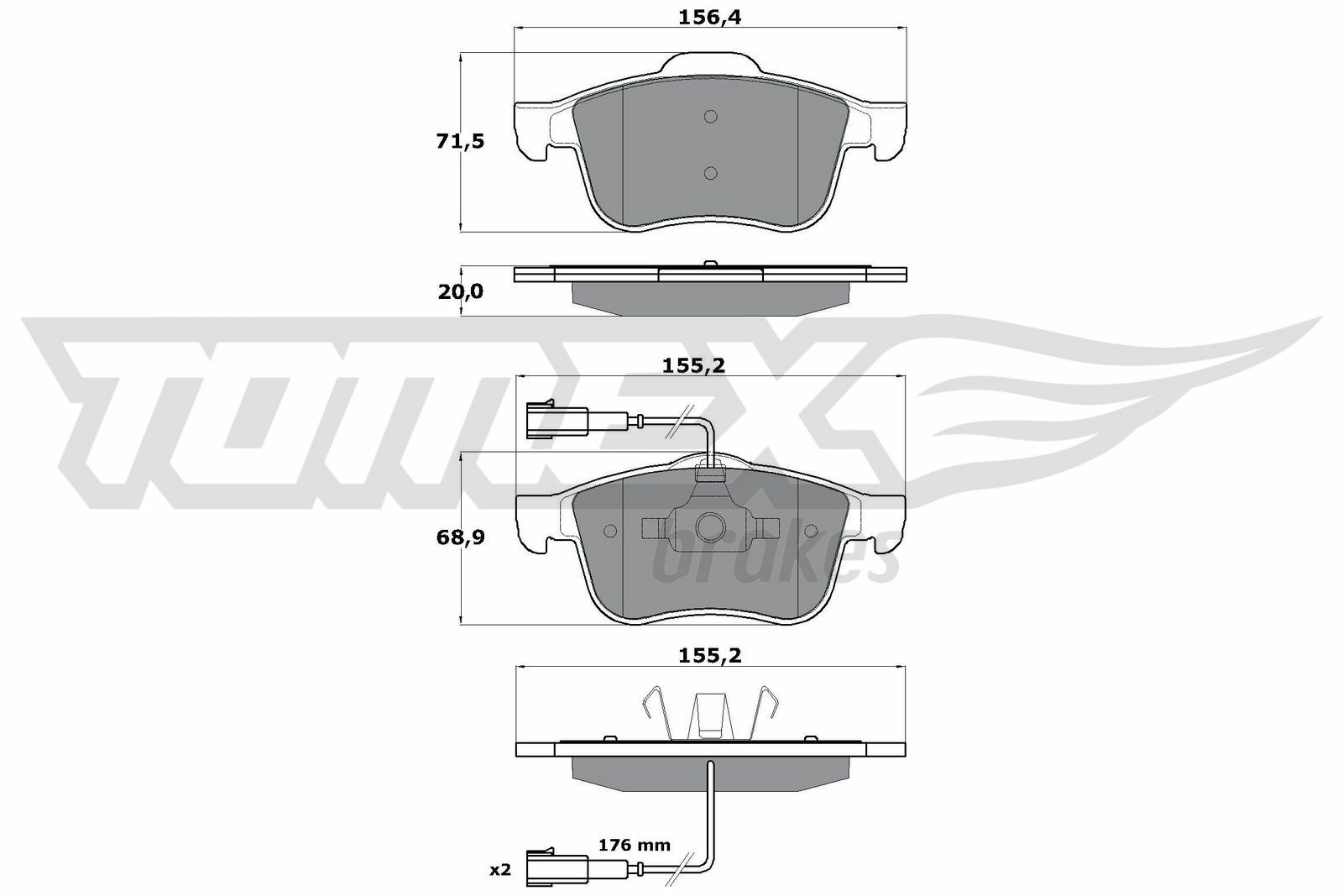 Sada brzdových destiček, kotoučová brzda TOMEX Brakes